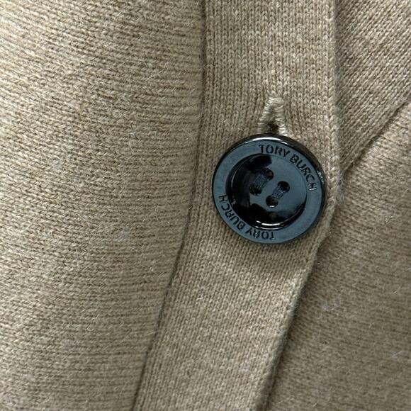 Tory Burch Tan Cashmere Dolman Sleeve Button Cardigan Sweater Size Small FLAW - Picture 3 of 12